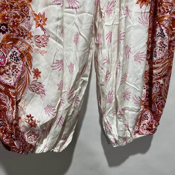 Anthropologie Pleated Ballon Floral Boho Pants Multicolor US 10 30"x26" - Picture 8 of 13